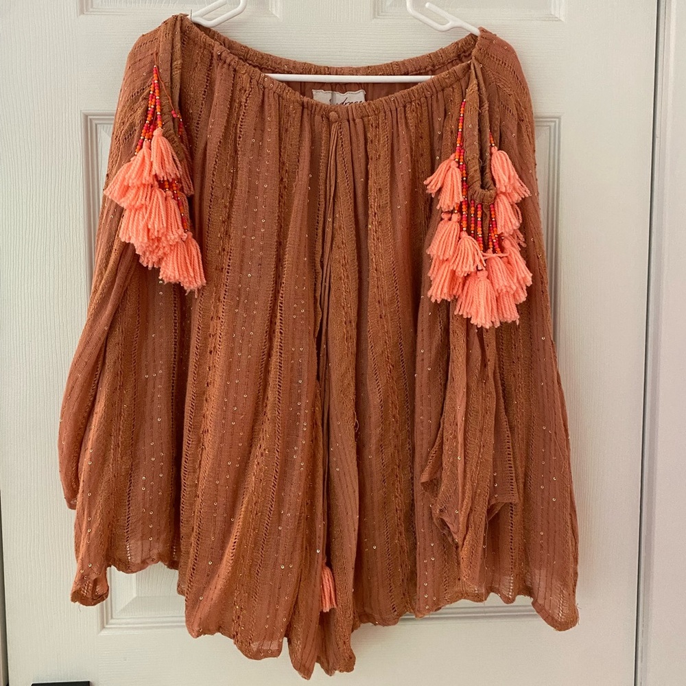 sundress - beautiful off the shoulder tassels dress - size xs/s